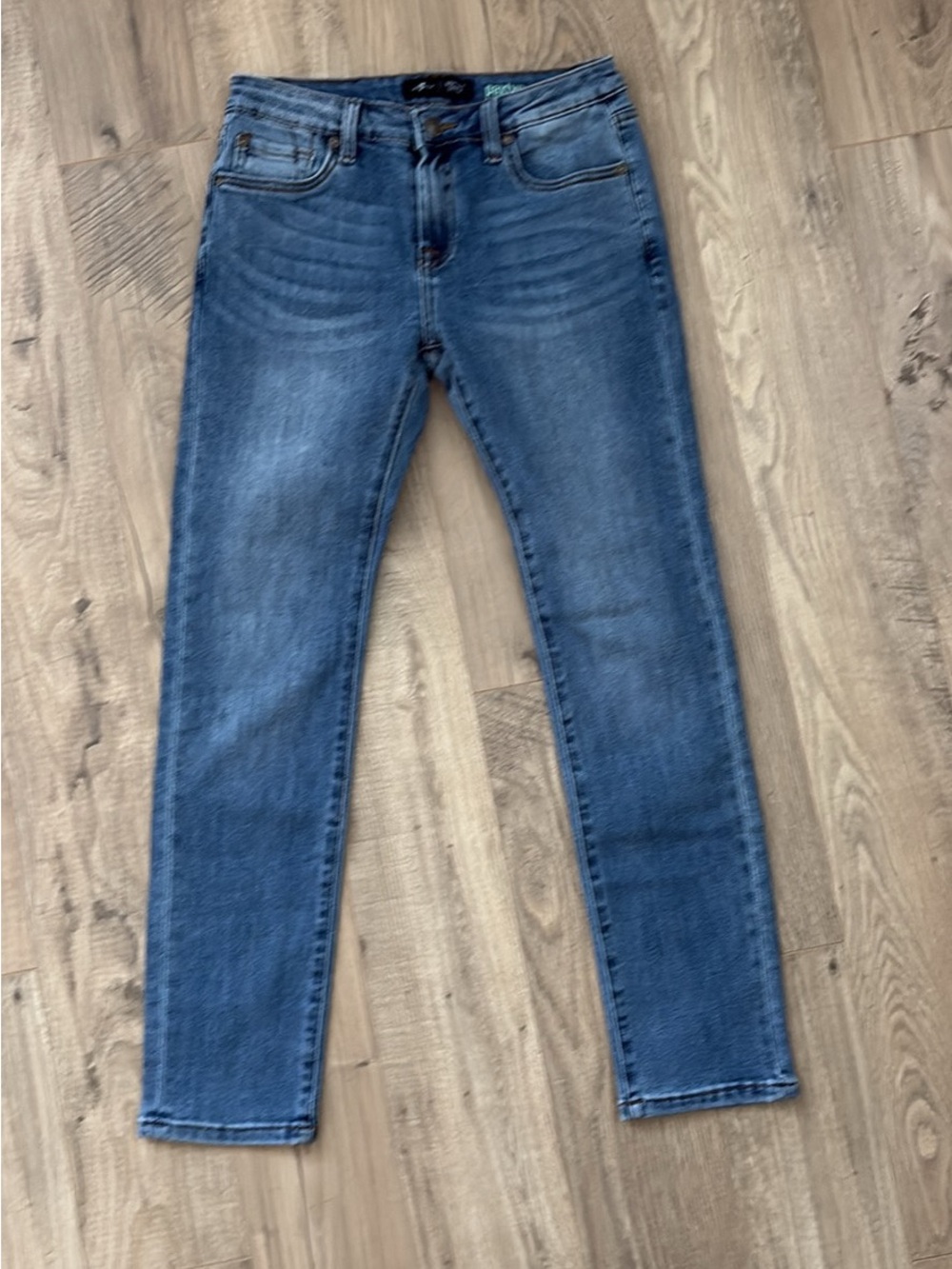 7 For All Mankind Straight Jeans in Medium Blue Wash